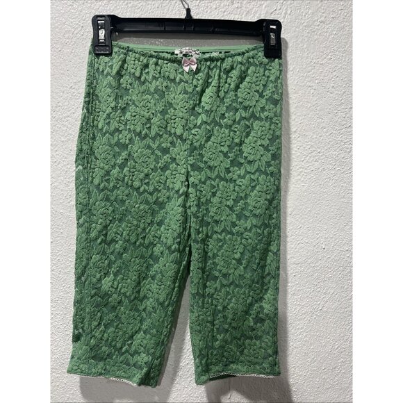 Free People Intimately All Day Lace Short Pants Womens XS Green Sheer - Picture 1 of 10